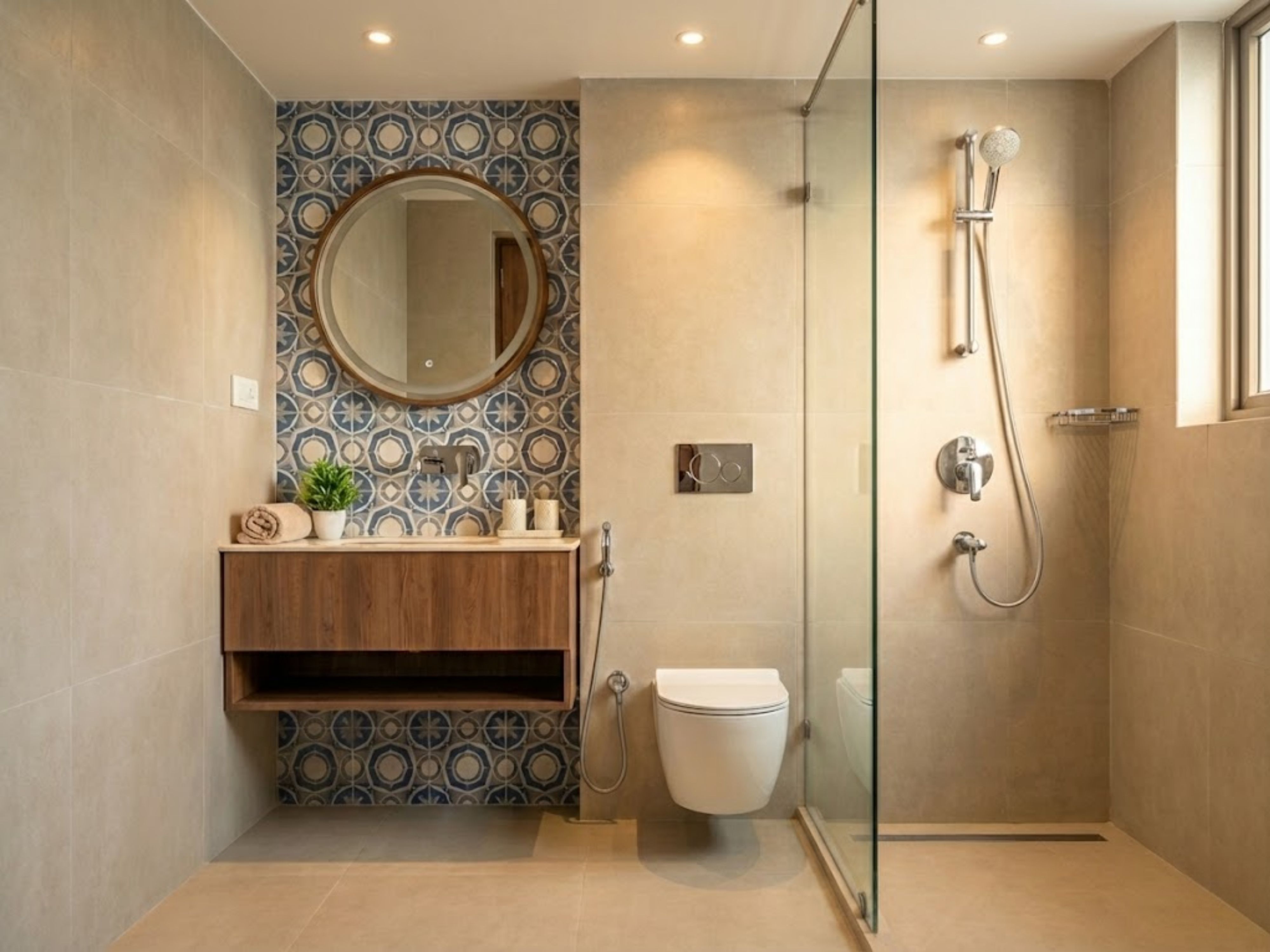 Modern bathroom with glass shower partition - Beautiful Homes