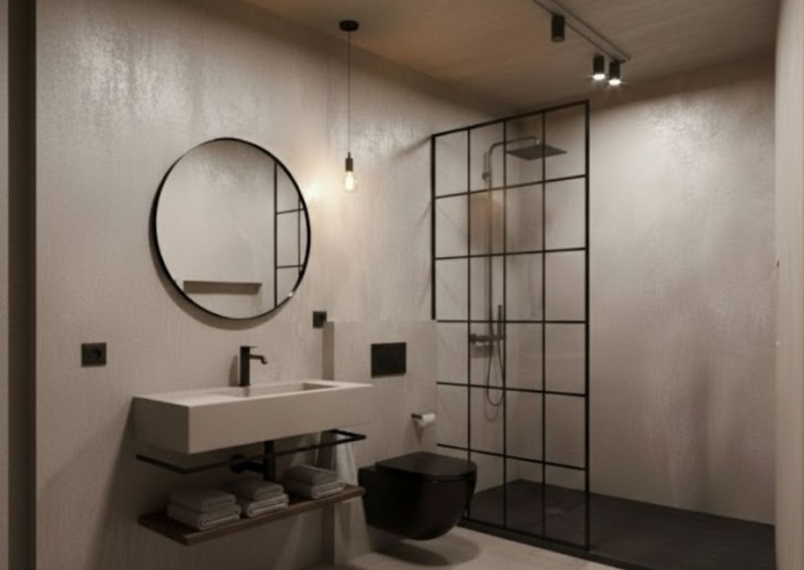 Modern bathroom with wooden vanity and LED mirror - Beautiful Homes