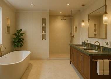 Luxury bathroom with freestanding tub and vanity - Beautiful Homes