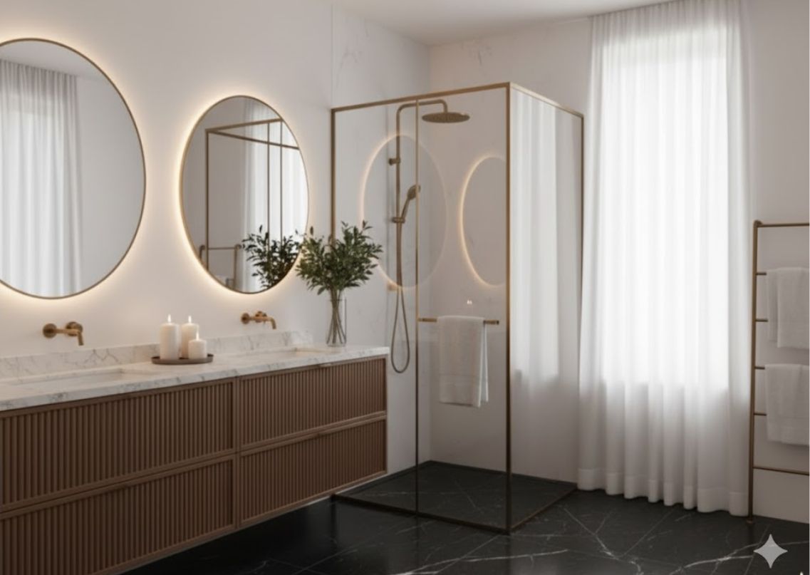 Modern bathroom with gold accents and minimalist design - Beautiful Homes