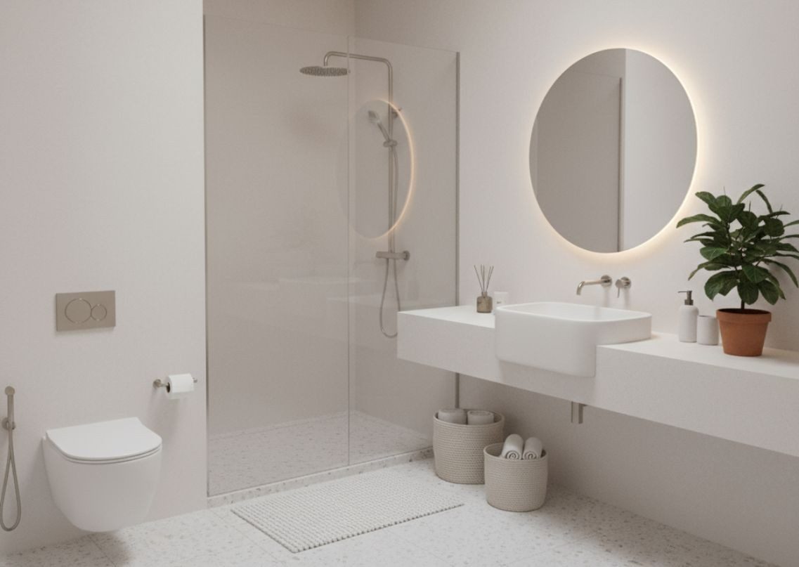 Minimal bathroom with modern fixtures and décor - Beautiful Homes