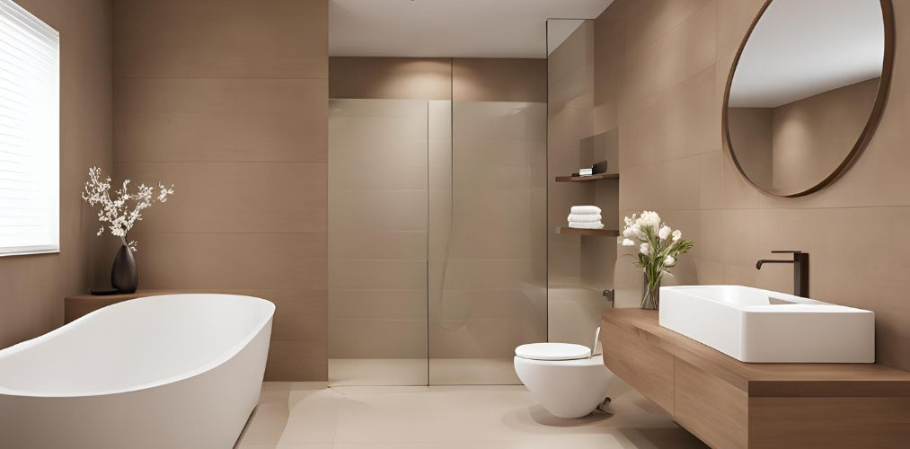 Minimalist light brown and white bathroom design - Beautiful Homes