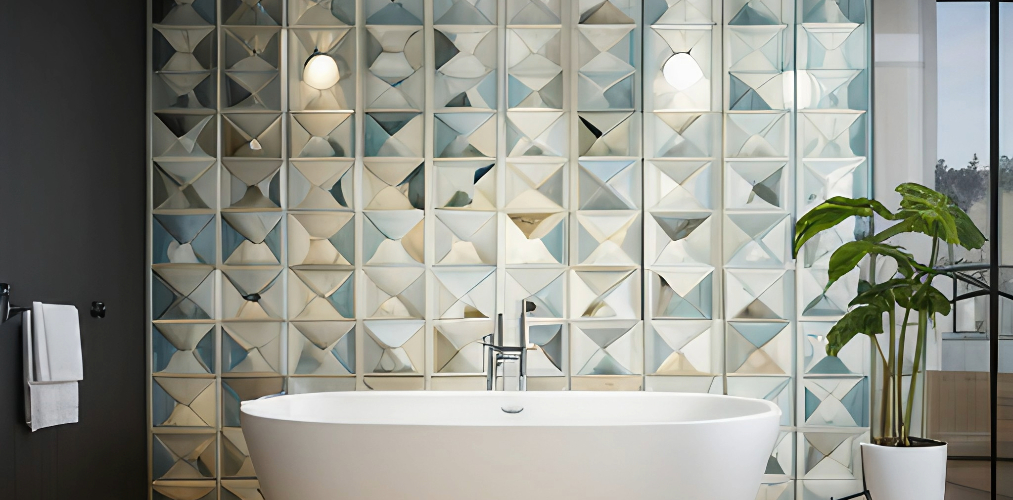 Blue modern tiles with bathtub-Beautiful Homes