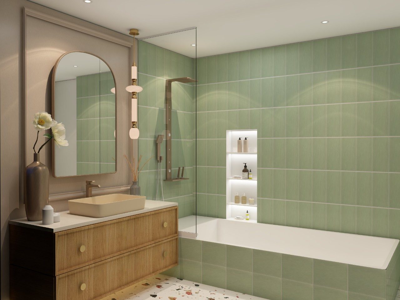 Modern bathroom with Asian Paints glazed ceramic tiles - Beautiful Homes