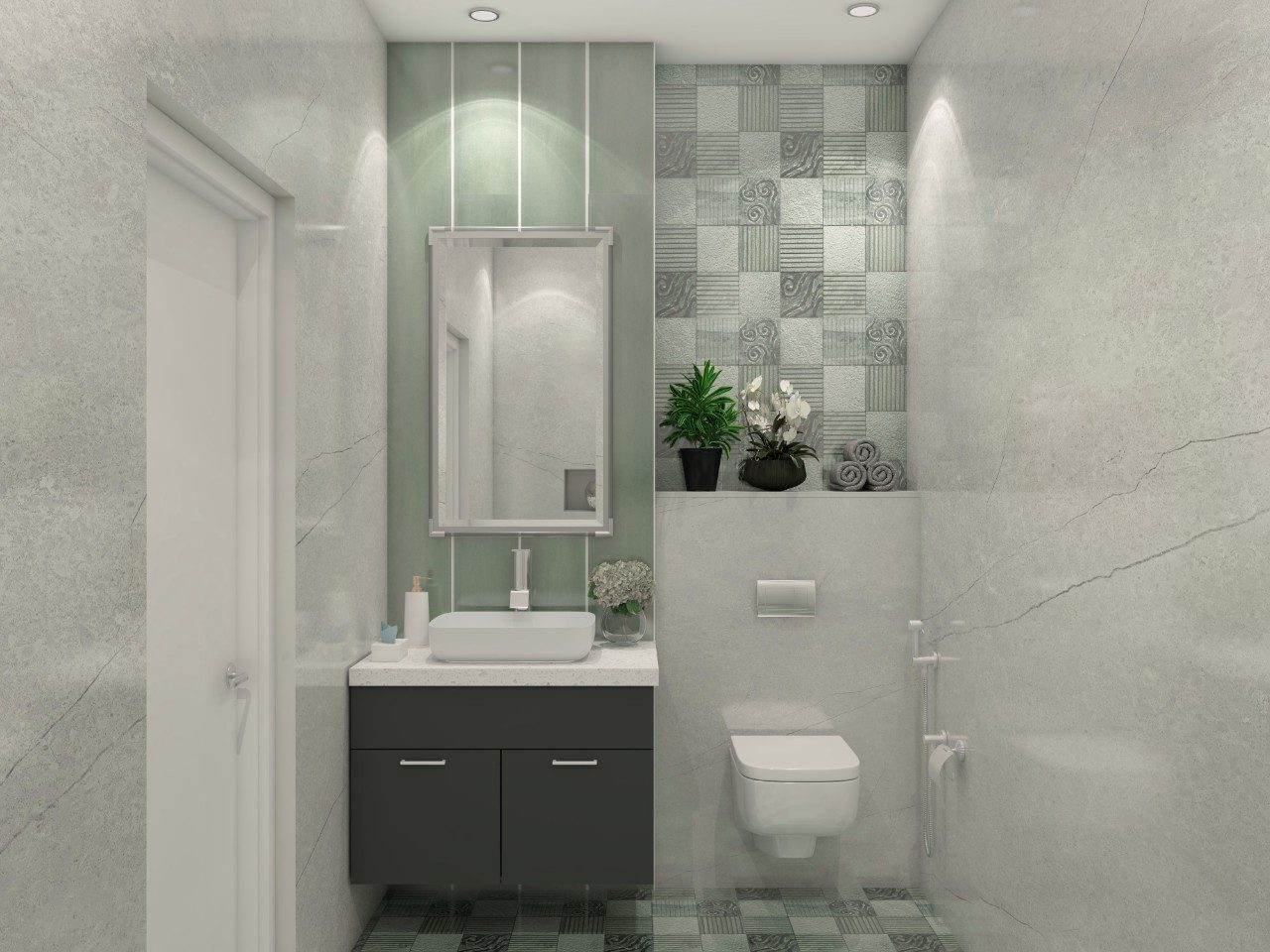 Modern bathroom with Asian Paints tiles and vanity unit - Beautiful Homes