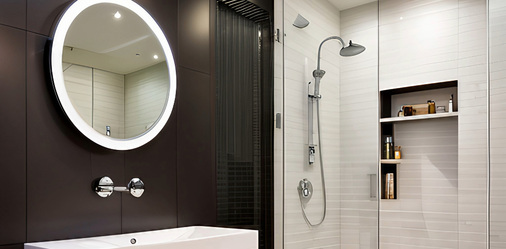 Modern bathroom with wall mixer and shower-Beautiful Homes