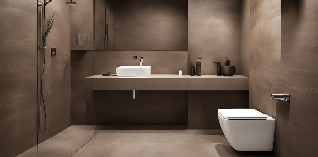 Modern brown porcelain bathroom tile design - Beautiful Homes