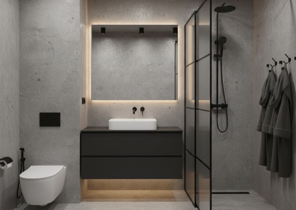 Minimal grey bathroom with sleek décor - Beautiful Homes
