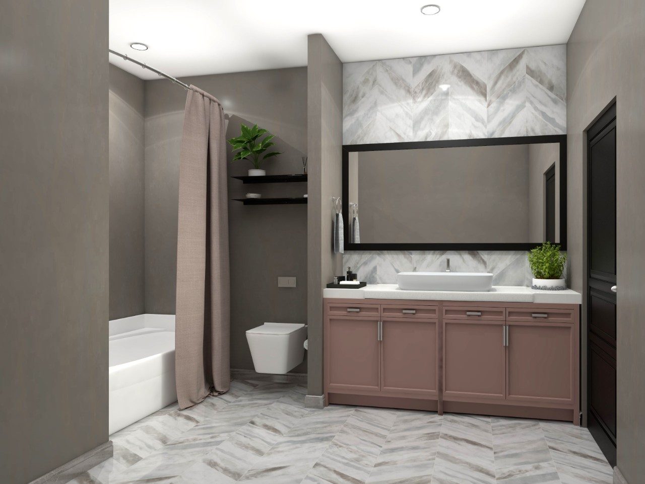 Neutral shaded bathroom with white designer tiles - Beautiful Homes