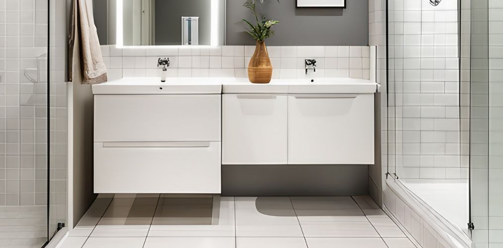 White bathroom with vanity unit-Beautiful Homes