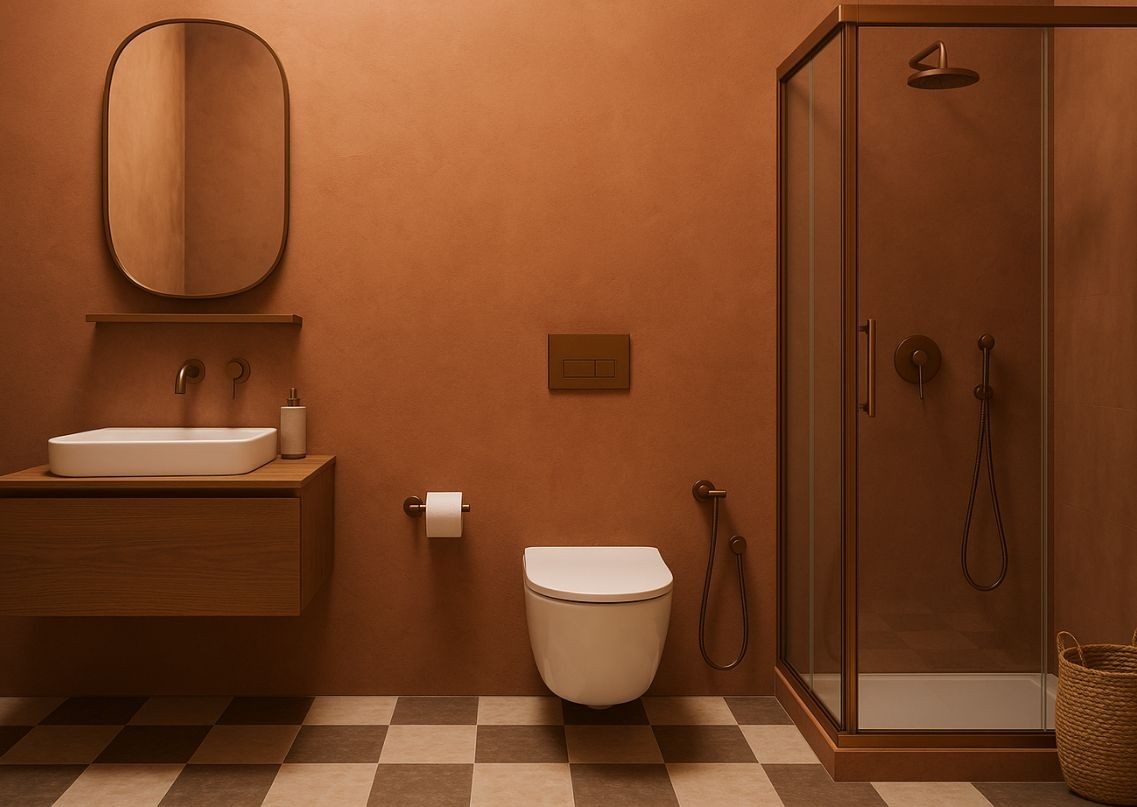 Modern bathroom with warm tones and sleek design - Beautiful Homes
