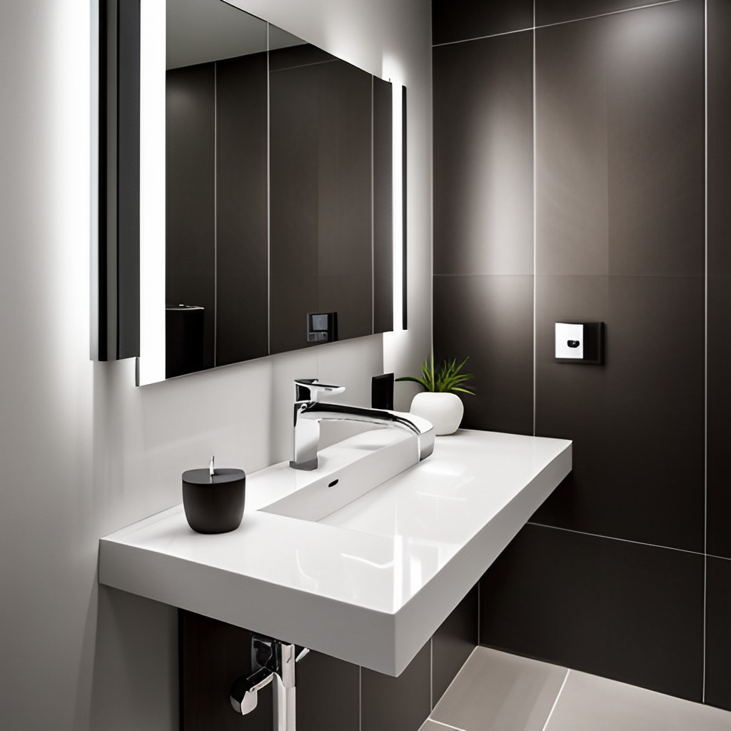 Modern Wash Basin with LED Mirror - Beautiful Homes