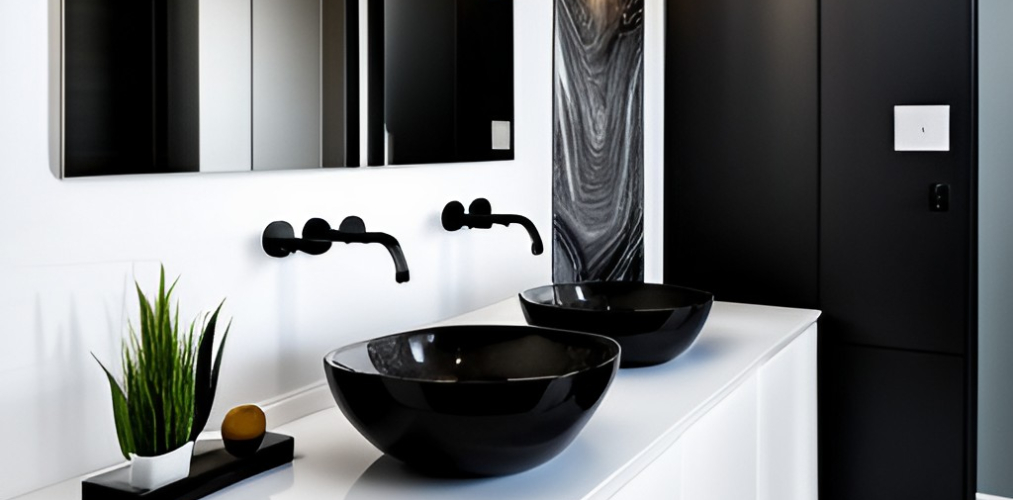 White and black wash basin design for hall-BeautifulHomes