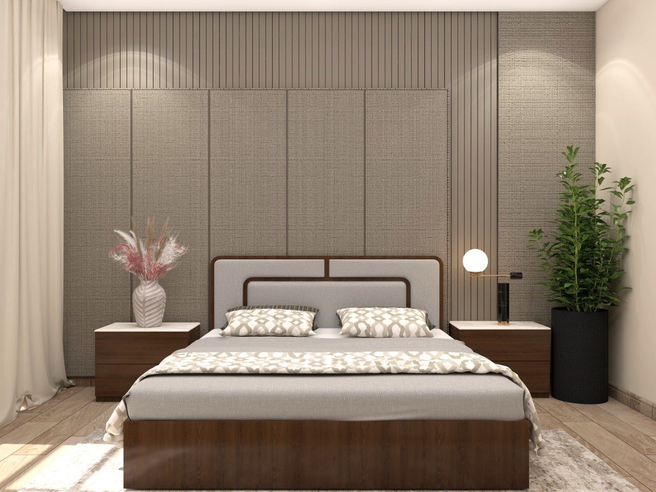 Classic bed design with a royale solid wood bed and upholstered headboard - Beautiful Homes