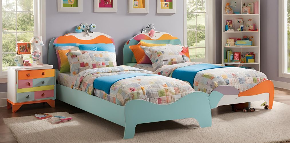 Colourful twin bed design for kid's bedroom - Beautiful Homes