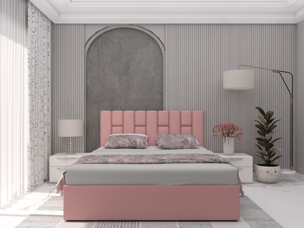 Contemporary Royal bed design with pink upholstery - Beautiful Homes