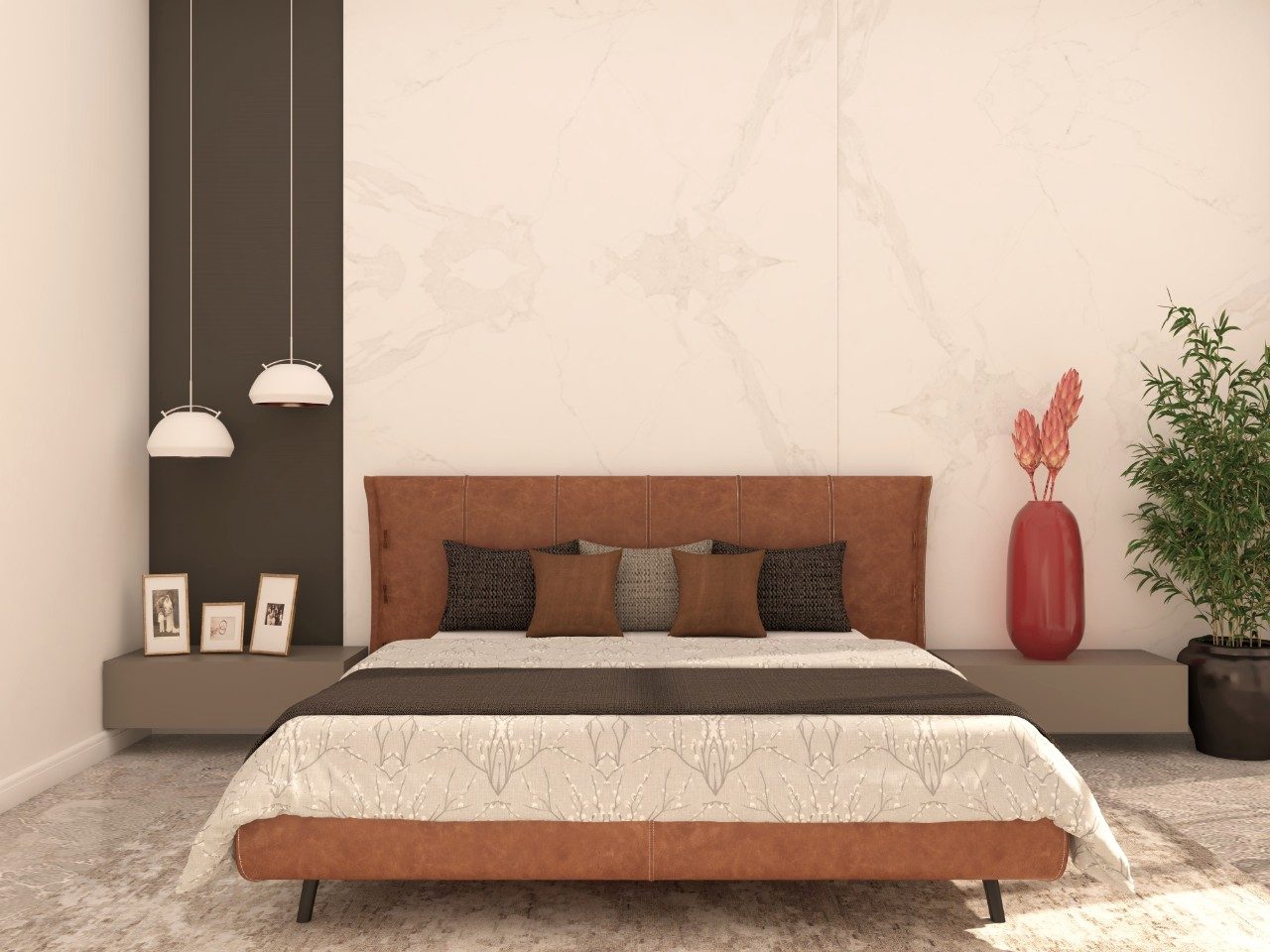 Luxurious bed design featuring a Nilaya Luxe leather bed - Beautiful Homes