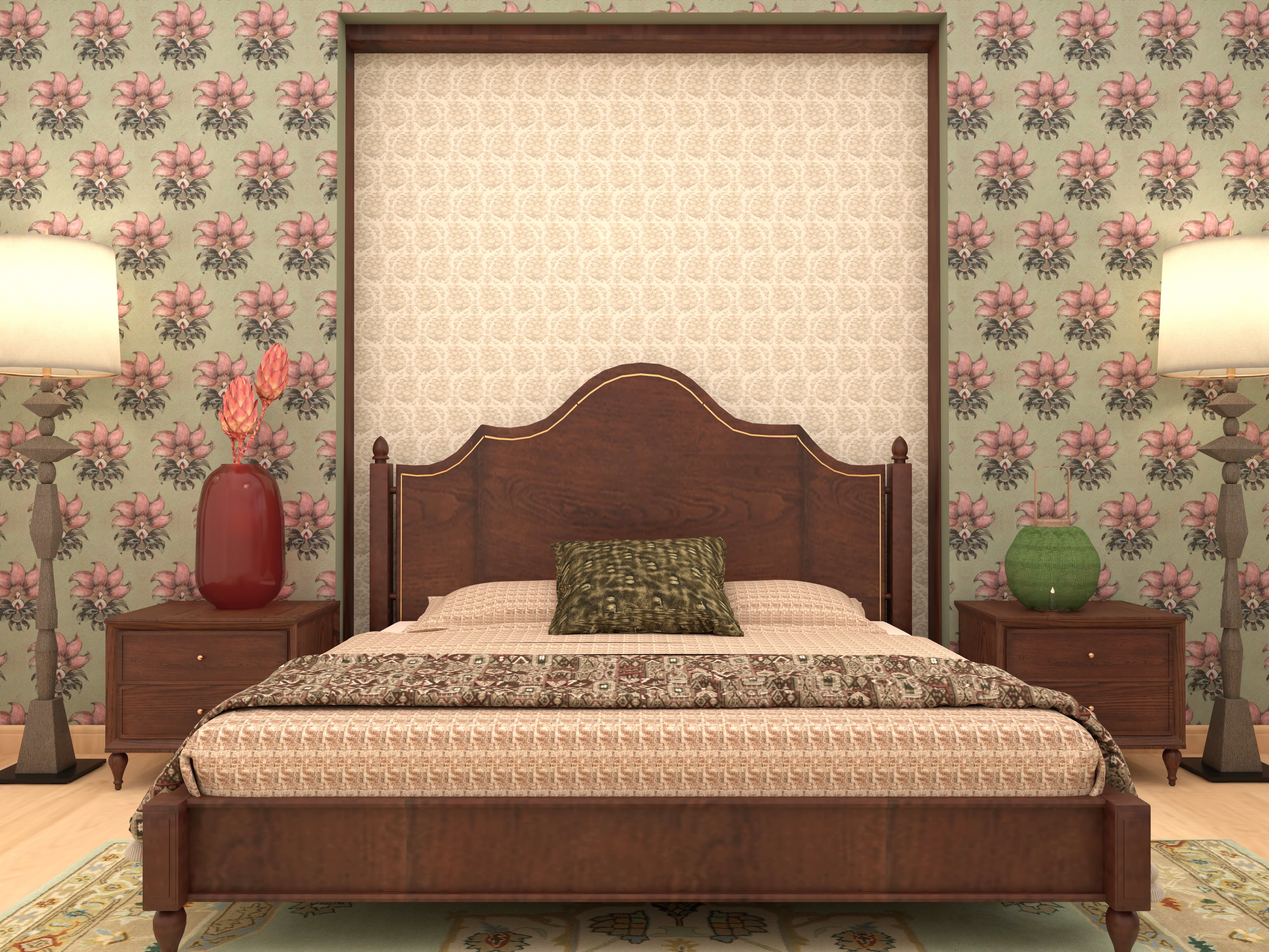 Modern Indian bedroom with Nilaya solid wood bed - Beautiful Homes