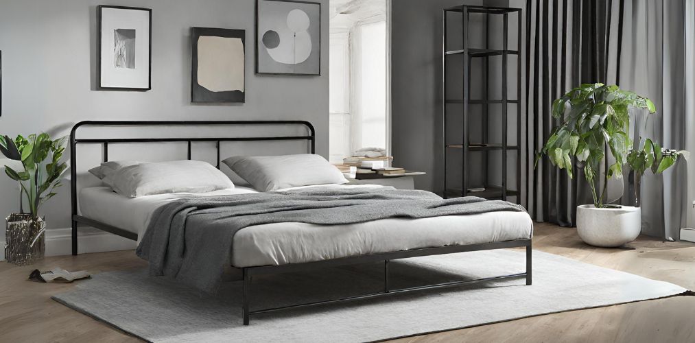 Simple double bed with metal frame - Beautiful Homes