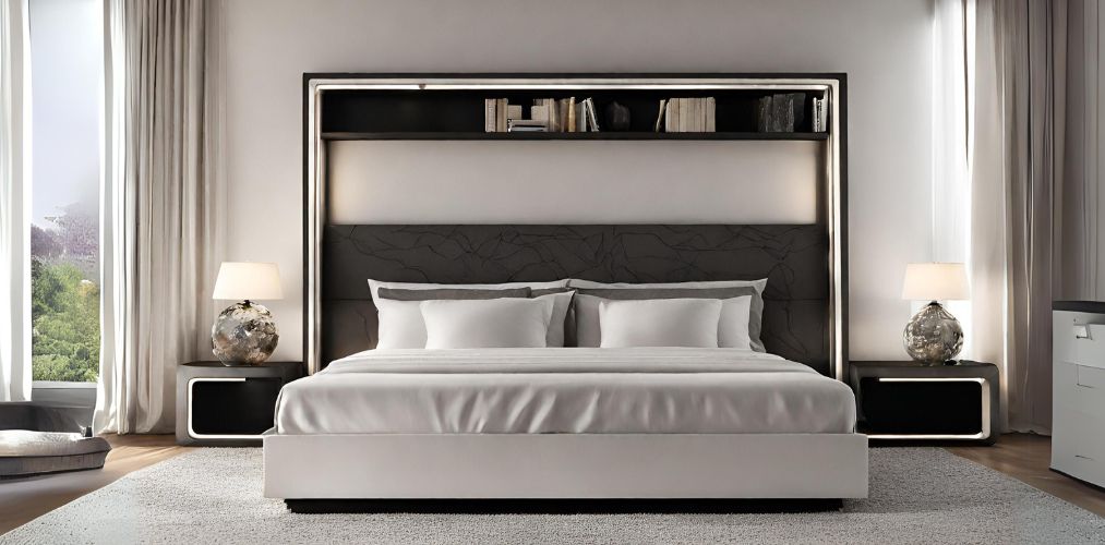 White and black box bed design for master bedroom - Beautiful Homes