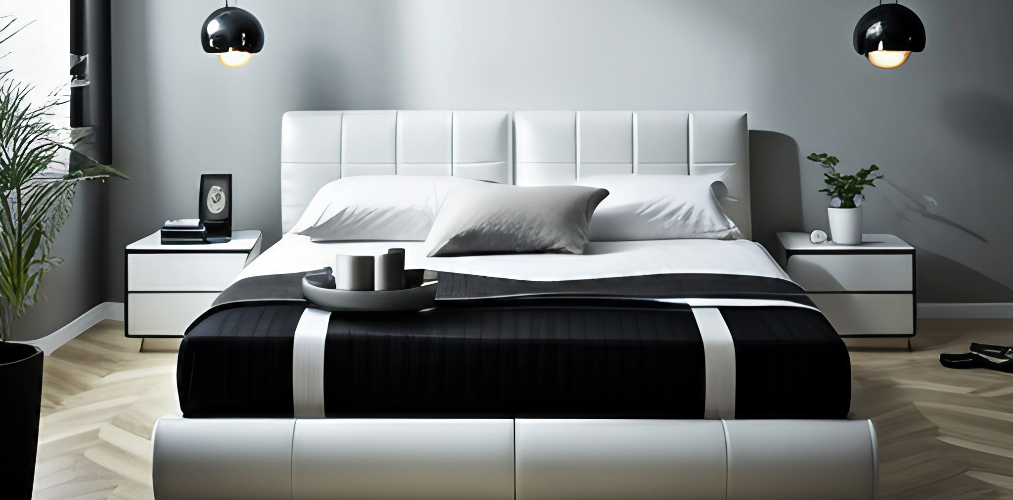 White and black modular bed design-Beautiful Homes