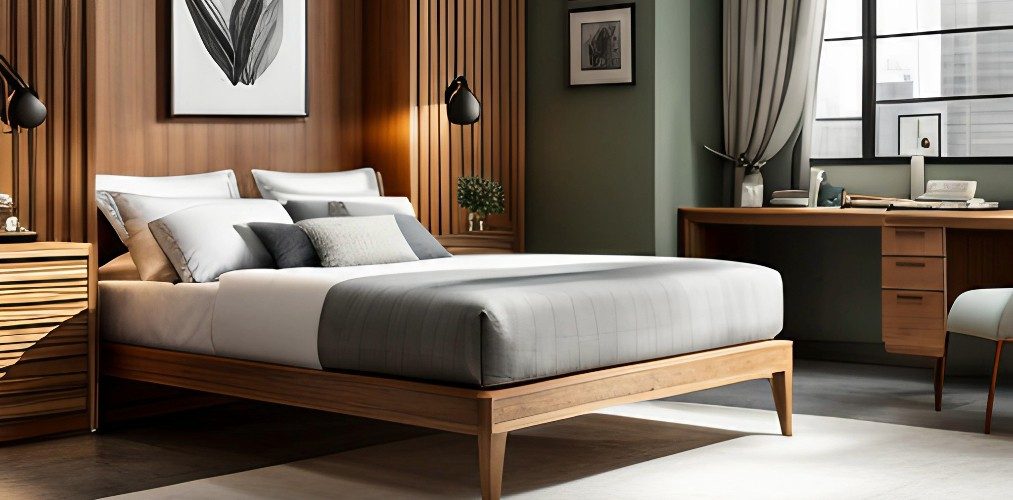 Wooden bed design for a guest bedroom-Beautiful Homes