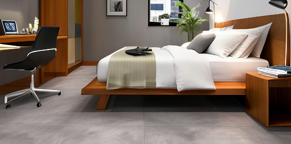 Grey modern bedroom floor tiles design-Beautiful Homes