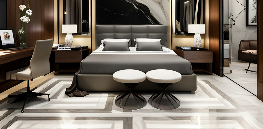 Luxury bedroom floor tile design with marble-Beautiful Homes