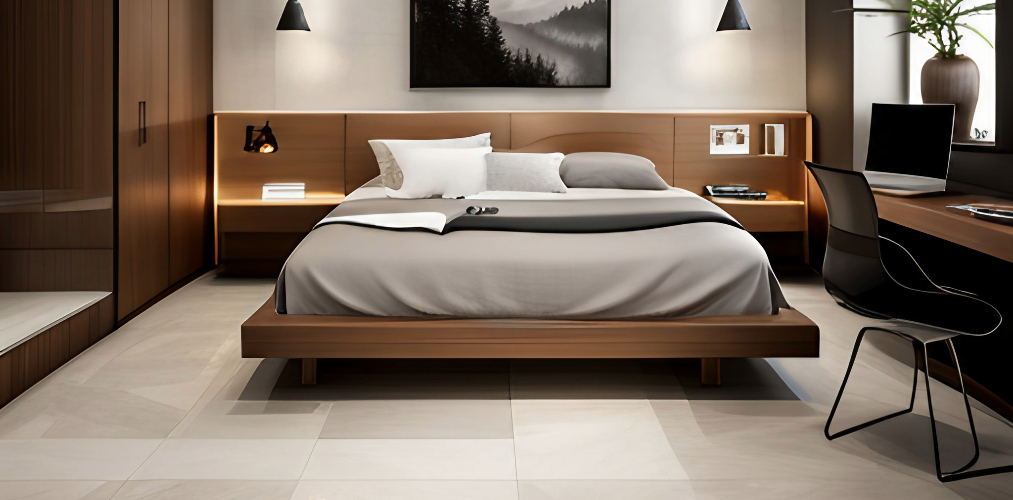 Small bedroom tile design with grey ceramic tiles-Beautiful Homes