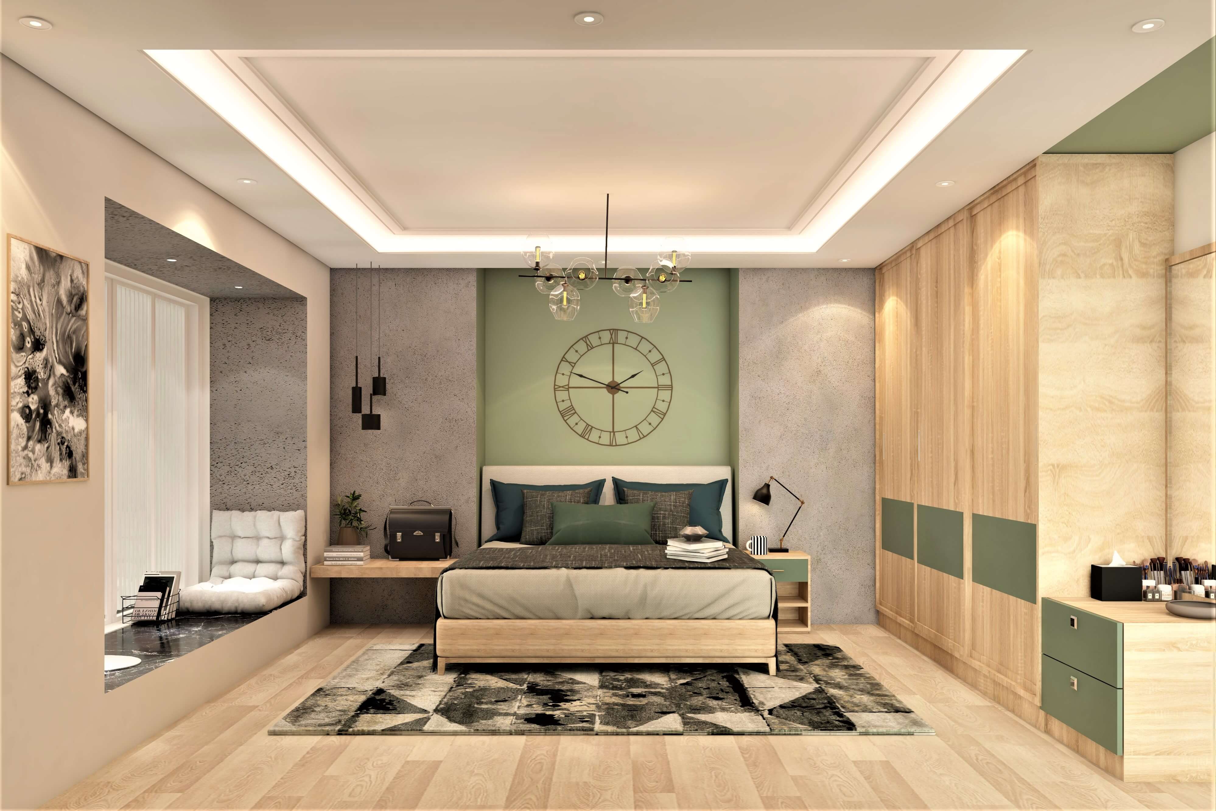 Contemporary master bedroom design with light-wood furniture and flooring - Beautiful Homes