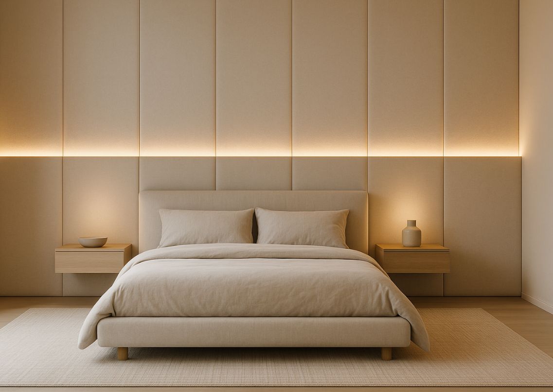 Modern bedroom with beige tones and sleek furniture - Beautiful Homes