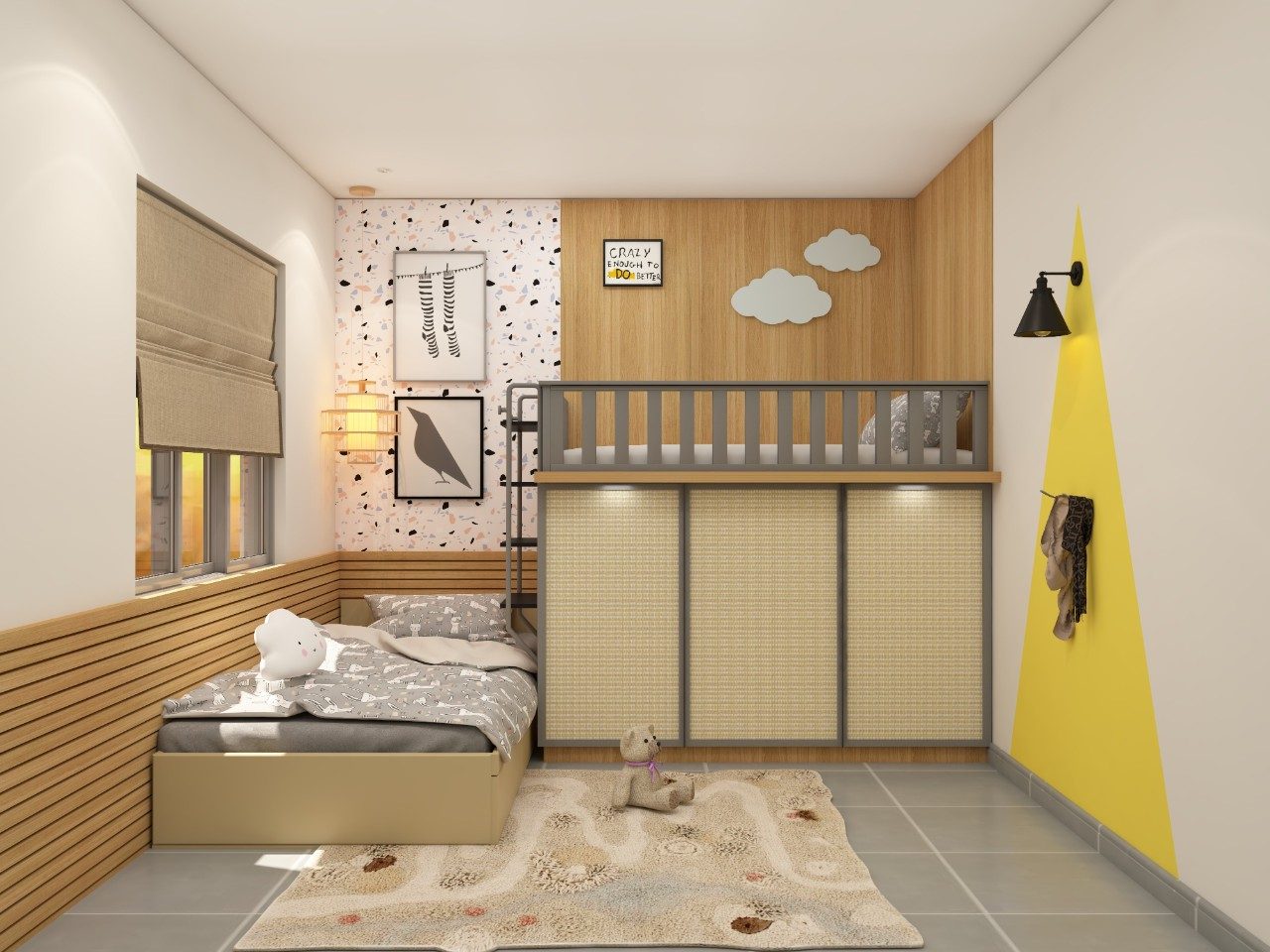 Stylish kids bedroom with modern furniture - Beautiful Homes