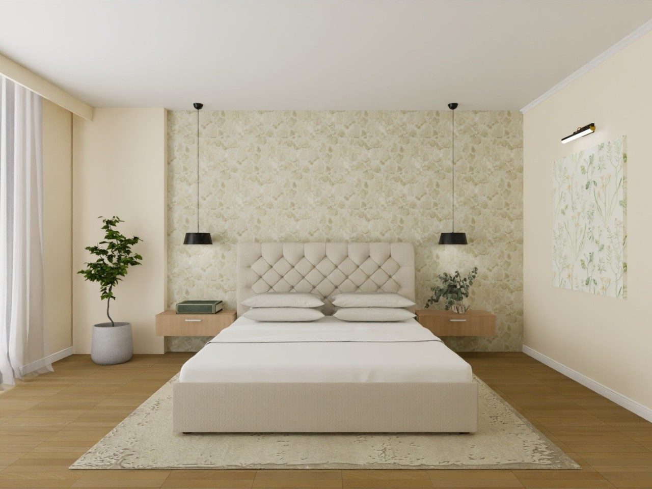 Contemporary bedroom with wooden flooring - Beautiful Homes