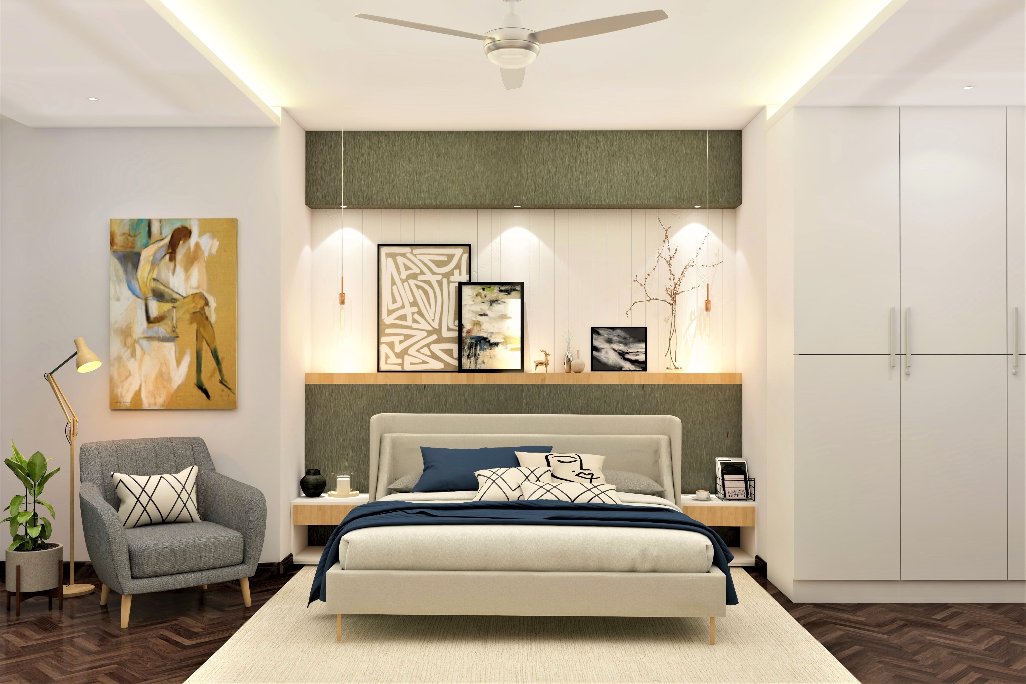 Contemporary bedroom design with a feature wall - Beautiful Homes