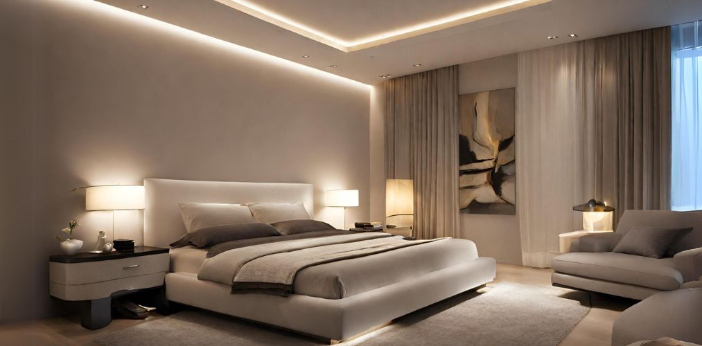 Contemporary bedroom design with cove lights-Beautiful Homes