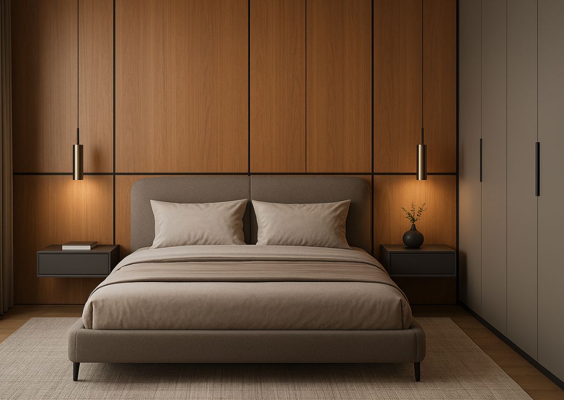 Bedroom with carved wooden furniture and warm tones - Beautiful Homes