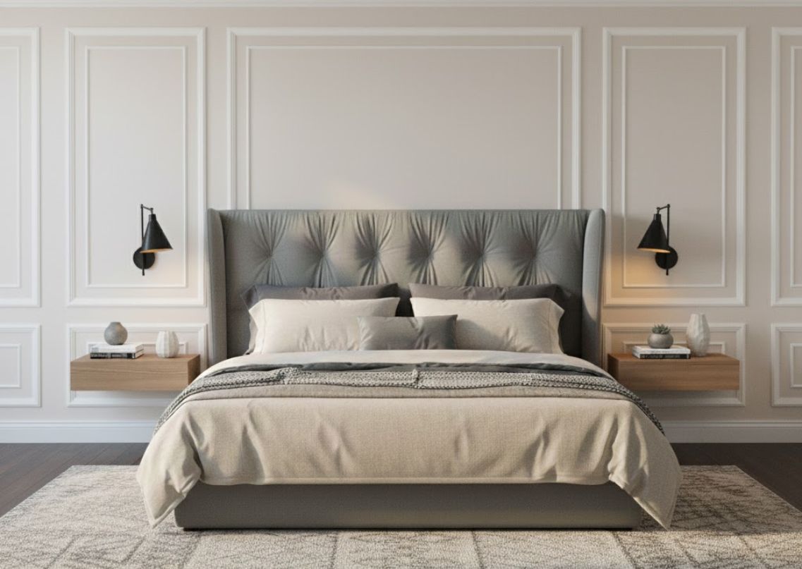 Luxurious bedroom with tufted headboard and soft lighting - Beautiful Homes