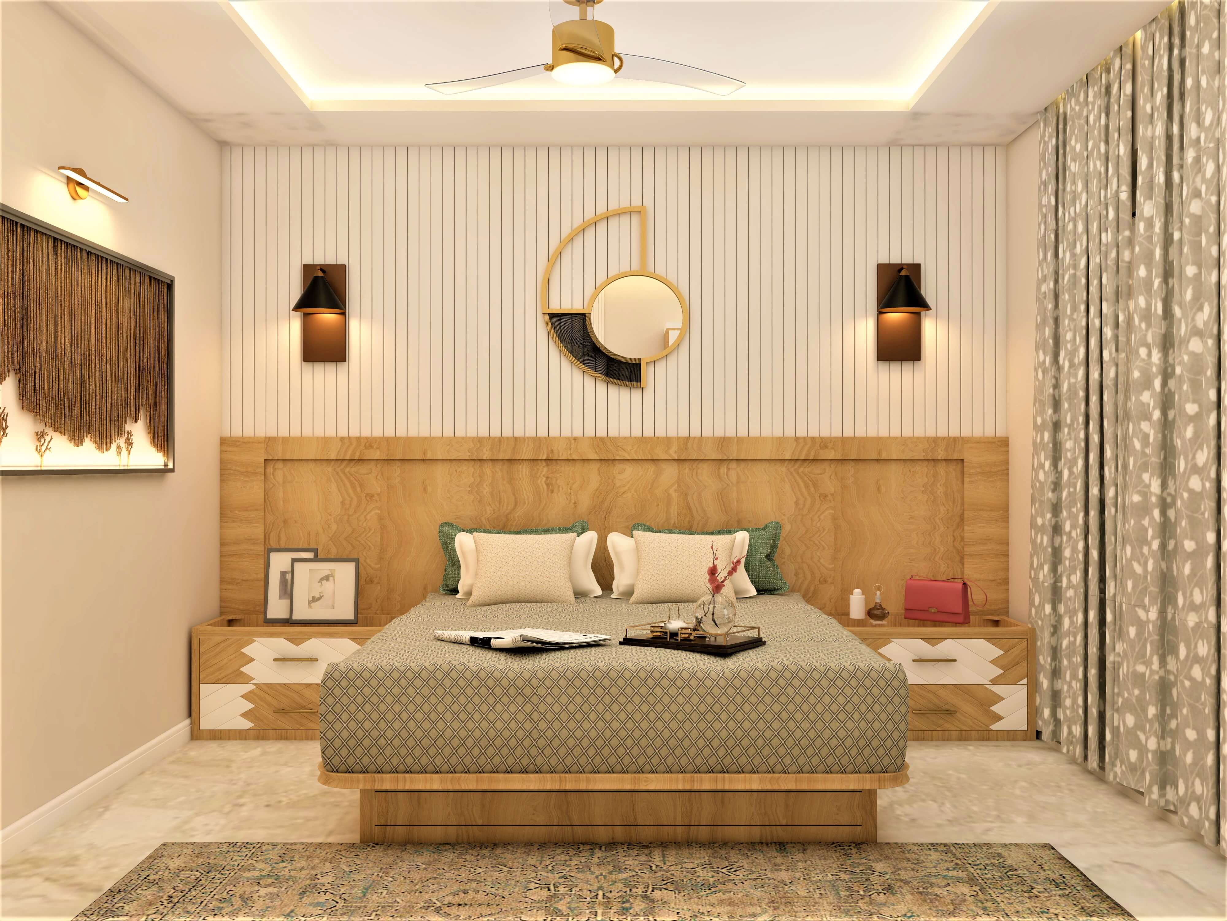 Contemporary guest bedroom design with fluted panelling - Beautiful Homes