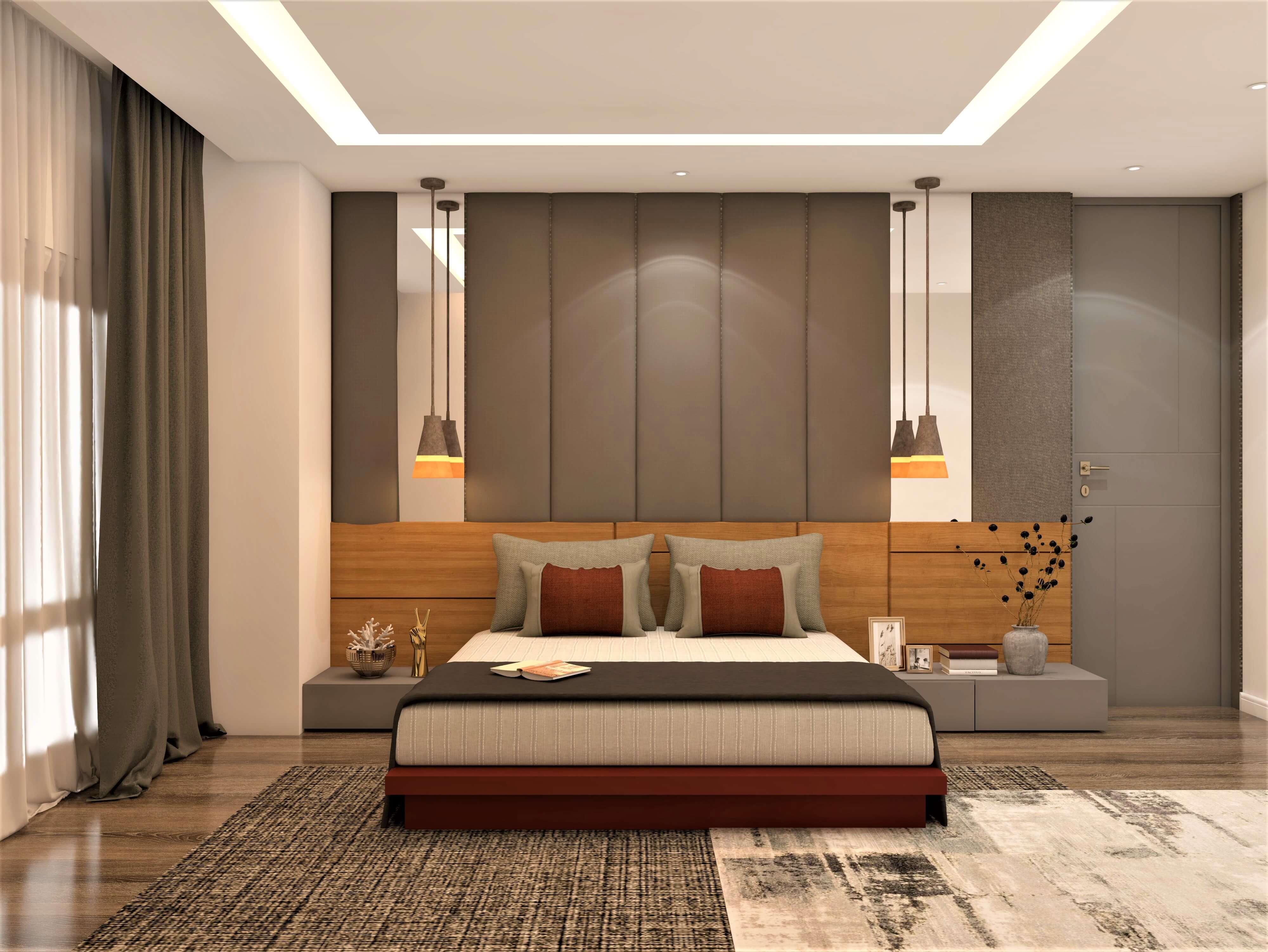 Contemporary master bedroom design with wall panels - Beautiful Homes