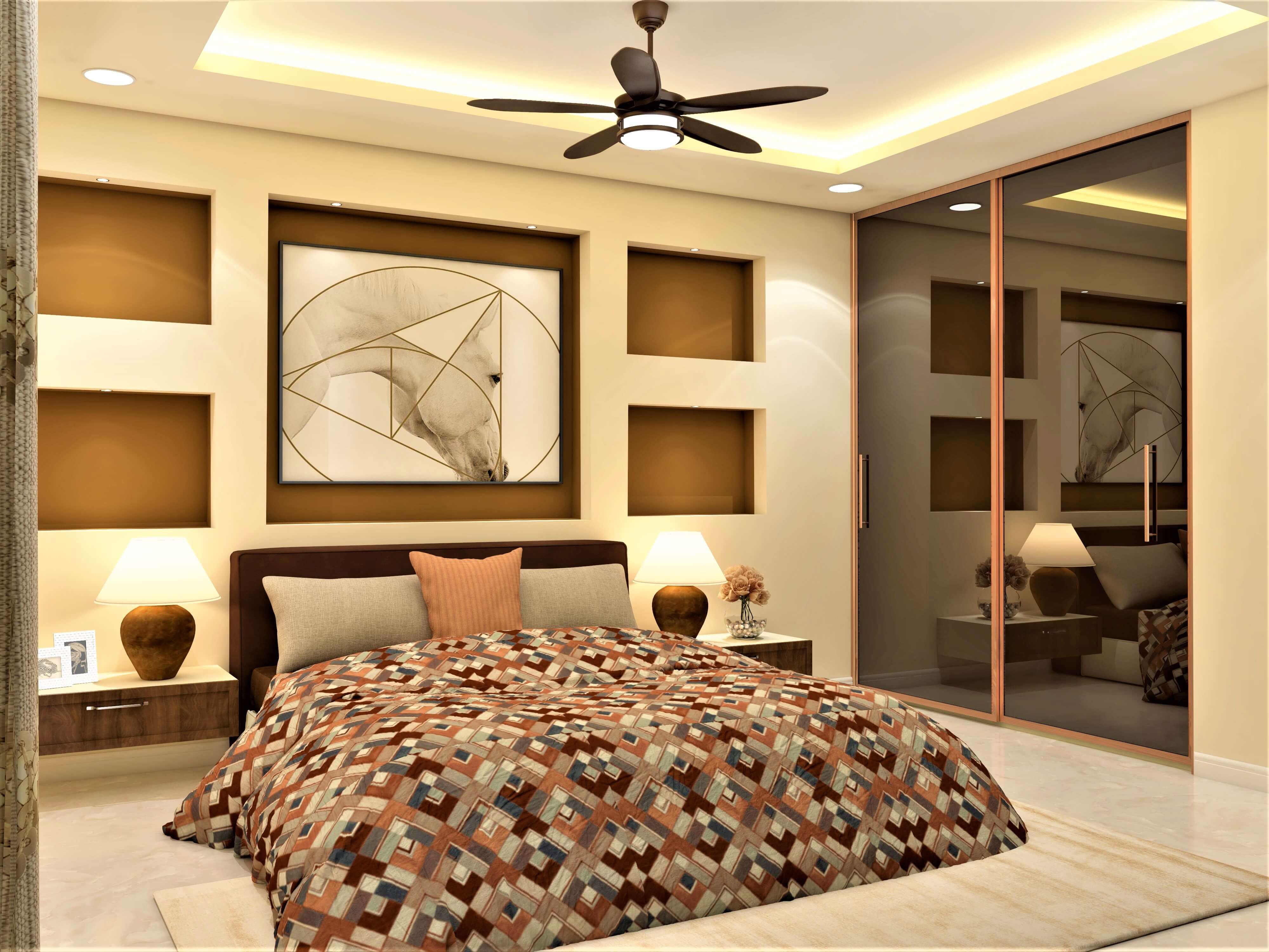 Contemporary master bedroom with wall niches - Beautiful Homes