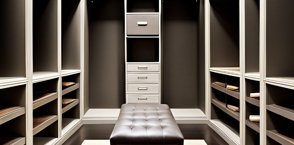 Grey walk in wardrobe-Beautiful Homes