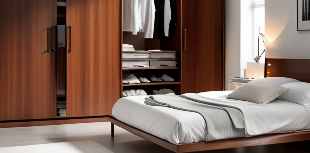 Master Bedroom Design with Wooden Wardrobe - Beautiful Homes