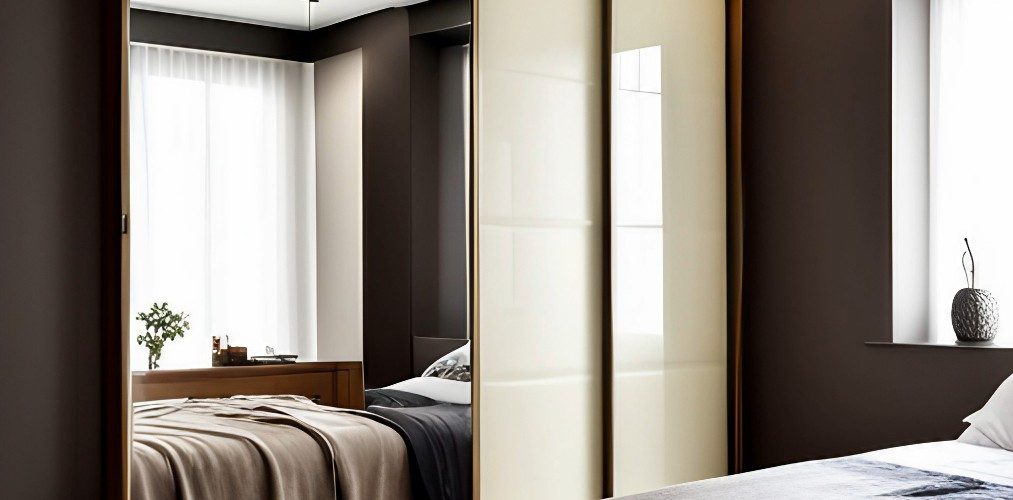 Master bedroom with beige sliding wardrobe and mirror-Beautiful Homes