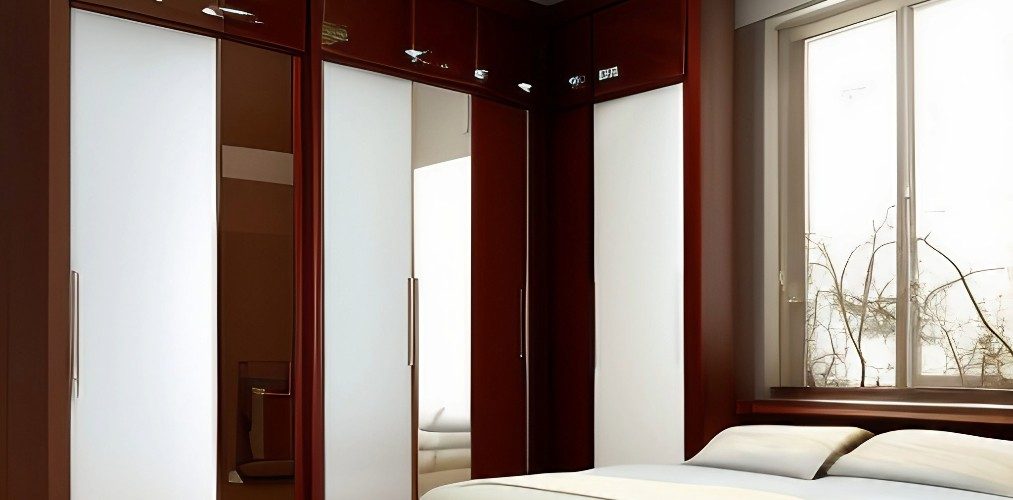 Master bedroom design with l shaped mirrored wardrobe-Beautiful Homes