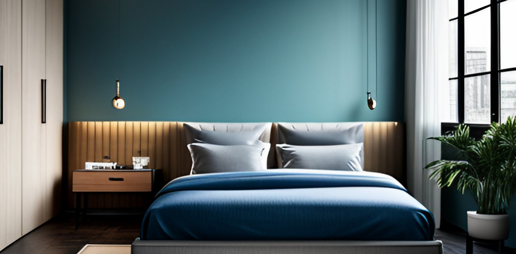 Latest Bedroom Design with Blue Bedding and Grey Headboard - Beautiful Homes