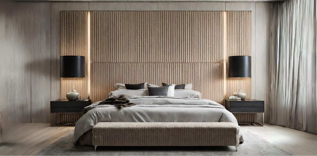Modern bedroom design with fluted headboard panel-Beautiful Homes
