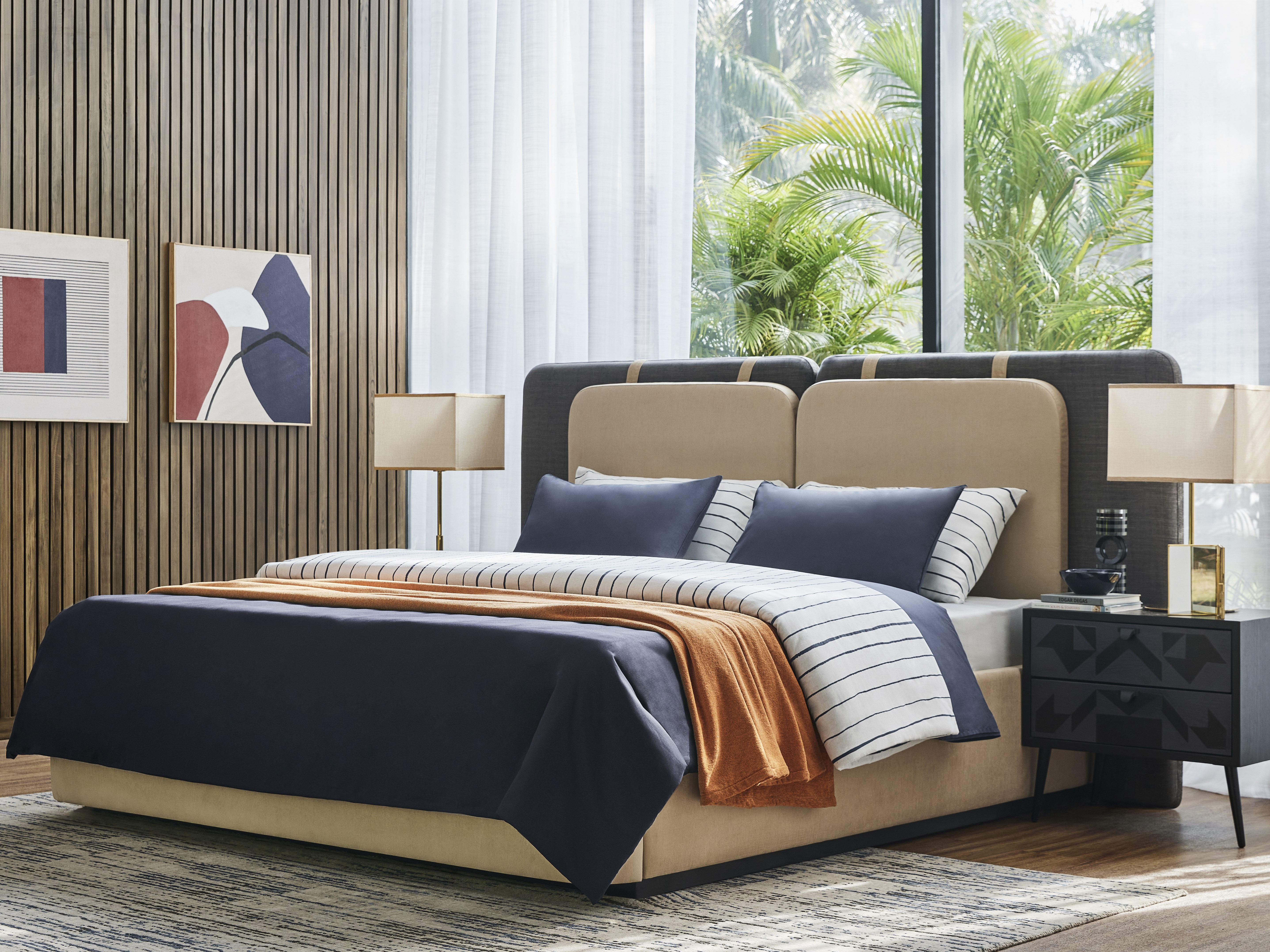 Modern bedroom with wooden panels and cozy décor - Beautiful Homes