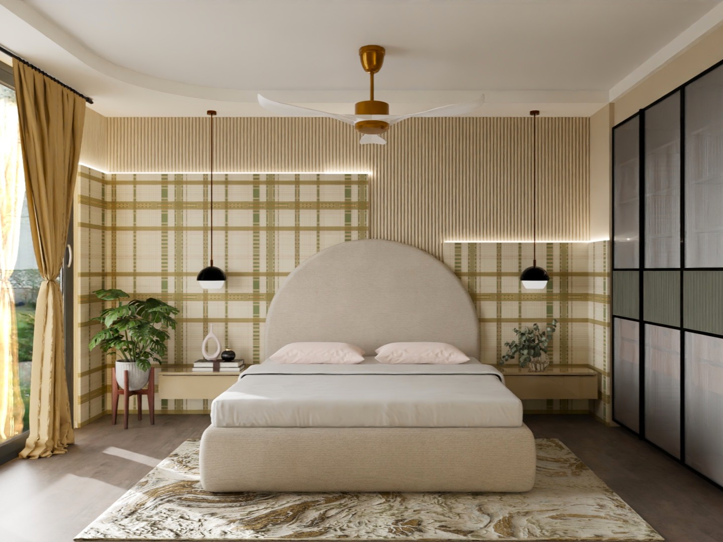 Elegant bedroom with modern furnishings and décor - Beautiful Homes