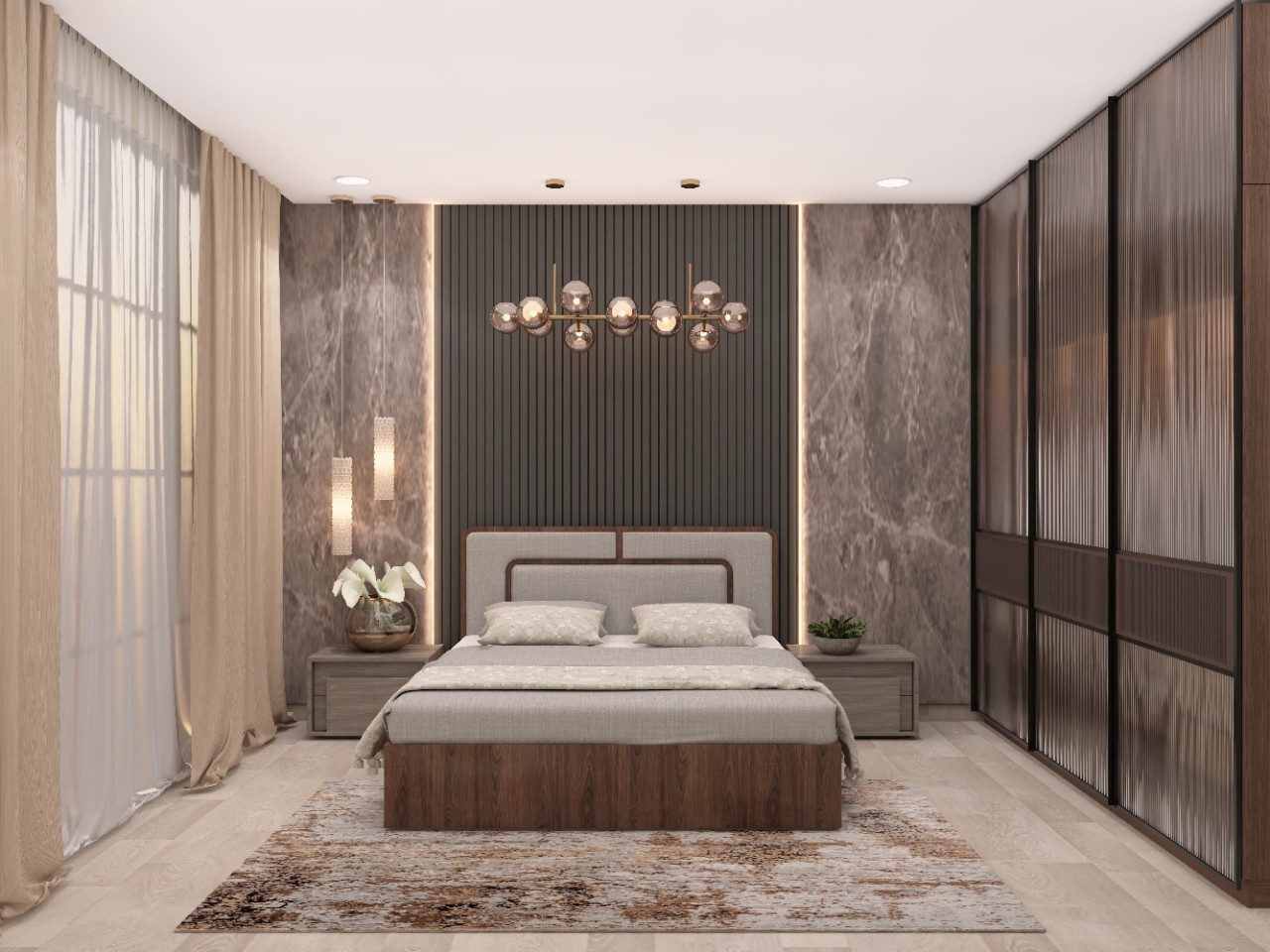 Master bedroom with wooden flooring - Beautiful Homes