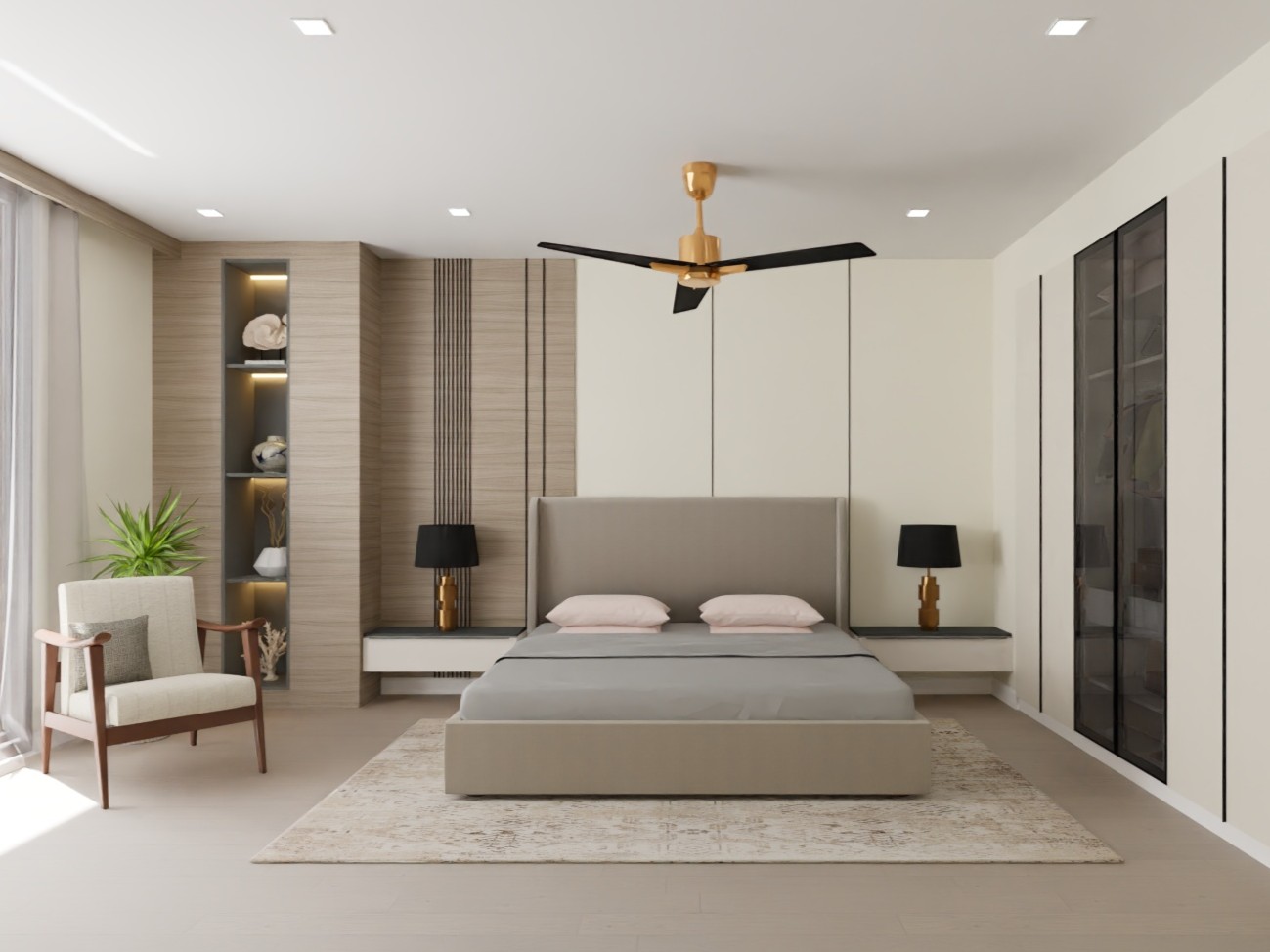 Neutral bedroom with modern furniture and décor - Beautiful Homes
